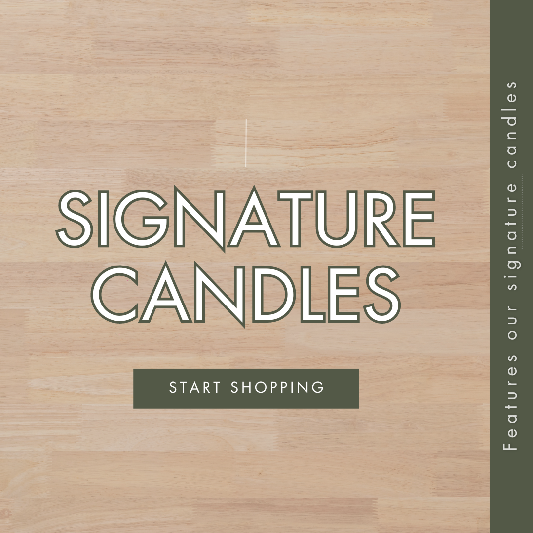Features our signature candle collection, these candles are available year-round 